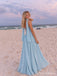 Light Blue Corset Drop Waist Chiffon A Line Prom Dress PD26023