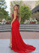 Red Beaded Corset High Slit Sparkle Prom Dress PD26026