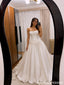 Ivory Satin Strapless Embroidered Basque Waist Ball Gown Wedding Dress WD26010