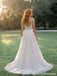 Champagne Lace Applique V Neck Spaghetti Straps A Line Wedding Dress WD26015