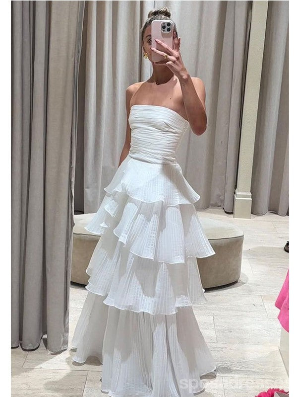 Simple White A-line Strapless Maxi Long Party Prom Dresses,Evening Dre SposaDresses Simple White A-line Strapless Maxi Long Party Prom Dresses,Evening Dre SposaDresses