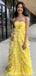Elegant Yellow A-line Strapless Maxi Long Party Prom Dresses,Evening Dress,13426
