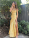 Simple Yellow Sheath Side Slit Maxi Long Party Prom Dresses Online,13337