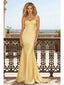 Sexy Yellow Mermaid Spaghetti Straps Long Party Prom Dresses To Impress,Evening Gowns,13925