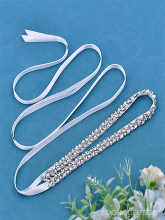 Sparkly Luxury Beaded Thin Brides Sash For Wedding,S383