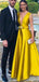 A-line Deep V Neck Sleeveless Long Prom Dresses, Sweet 16 Prom Dresses, 12388