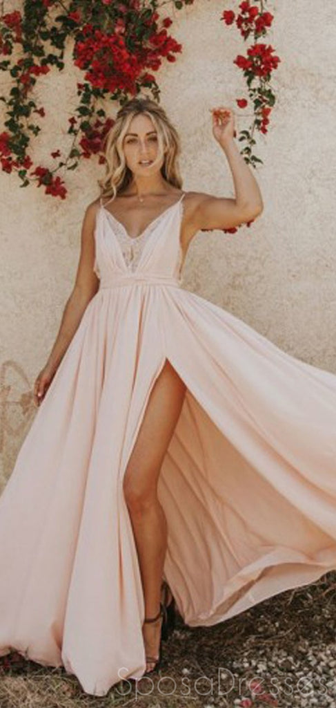 Simple A-line V Neck Sleeveless Long Prom Dresses, Sweet 16 Prom Dresses, 12392
