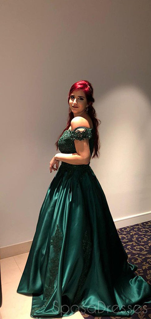 Elegant A-line Off Shoulder Applique Prom Dresses, Sweet 16 Prom Dresses, 12394
