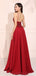 Red Applique Side Slit Sleeveless Long Prom Dresses, Sweet 16 Prom Dresses, 12396