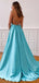 Unique A-line V Neck Side Slit Cheap Prom Dresses, Sweet 16 Prom Dresses, 12398