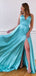 Unique A-line V Neck Side Slit Cheap Prom Dresses, Sweet 16 Prom Dresses, 12398