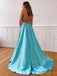 Unique A-line V Neck Side Slit Cheap Prom Dresses, Sweet 16 Prom Dresses, 12398