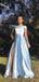 A-line Off The Shoulder Side Slit Long Prom Dresses, Sweet 16 Prom Dresses, 12399
