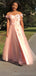 A-line Tulle Off Shoulder Pink Long Prom Dresses, Sweet 16 Prom Dresses, 12400