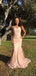 Mermaid Spaghetti Straps Pink Long Prom Dresses, Sweet 16 Prom Dresses, 12401