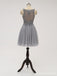 Lace Straps Grey Chiffon Short Cheap Homecoming Dresses Online, CM814