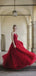 Red Lace Applique Sleeveless Long Prom Dresses, Sweet 16 Prom Dresses, 12404