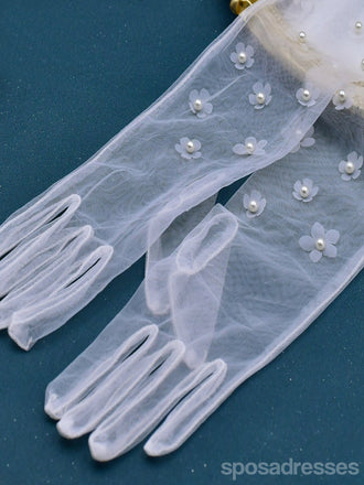 Elegant Sweet Floral Simple Long Bridal Gloves, VM14