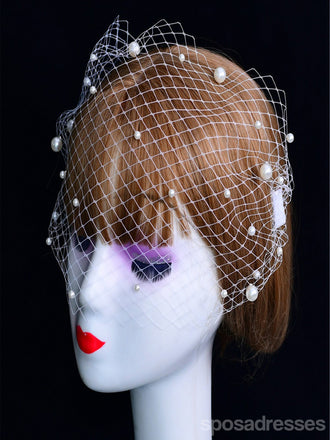 Elegant Simple Pearl Hair Comb Style Bridal Veil, VA05