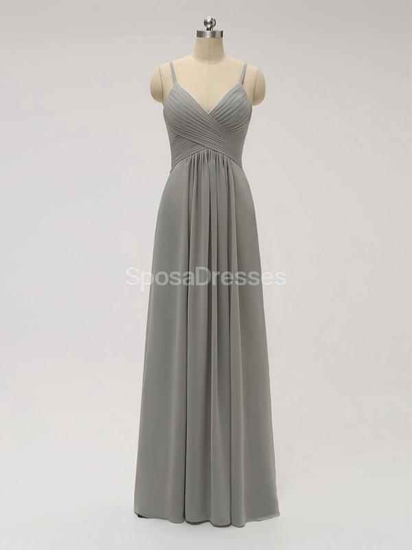 Spaghetti Straps Chiffon Grey Cheap Bridesmaid Dresses Online, WG582