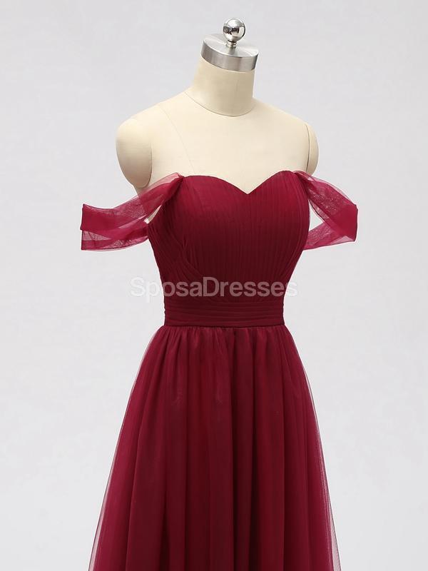 Off Shoulder Floor Length Dark Red Tulle Cheap Bridesmaid Dresses Onli SposaDresses Off Shoulder Floor Length Dark Red Tulle Cheap Bridesmaid Dresses Onli SposaDresses