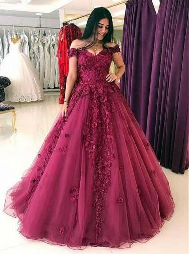 Lace Off Shoulder Maroon A-line Long Evening Prom Dresses, 17613 SposaDresses Lace Off Shoulder Maroon A-line Long Evening Prom Dresses, 17613 SposaDresses