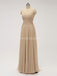 V Neck Floor Length Chiffon Grey Cheap Bridesmaid Dresses Online, WG585