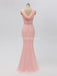 Scoop Pink Chiffon Mermaid Long Cheap Bridesmaid Dresses Online, WG604