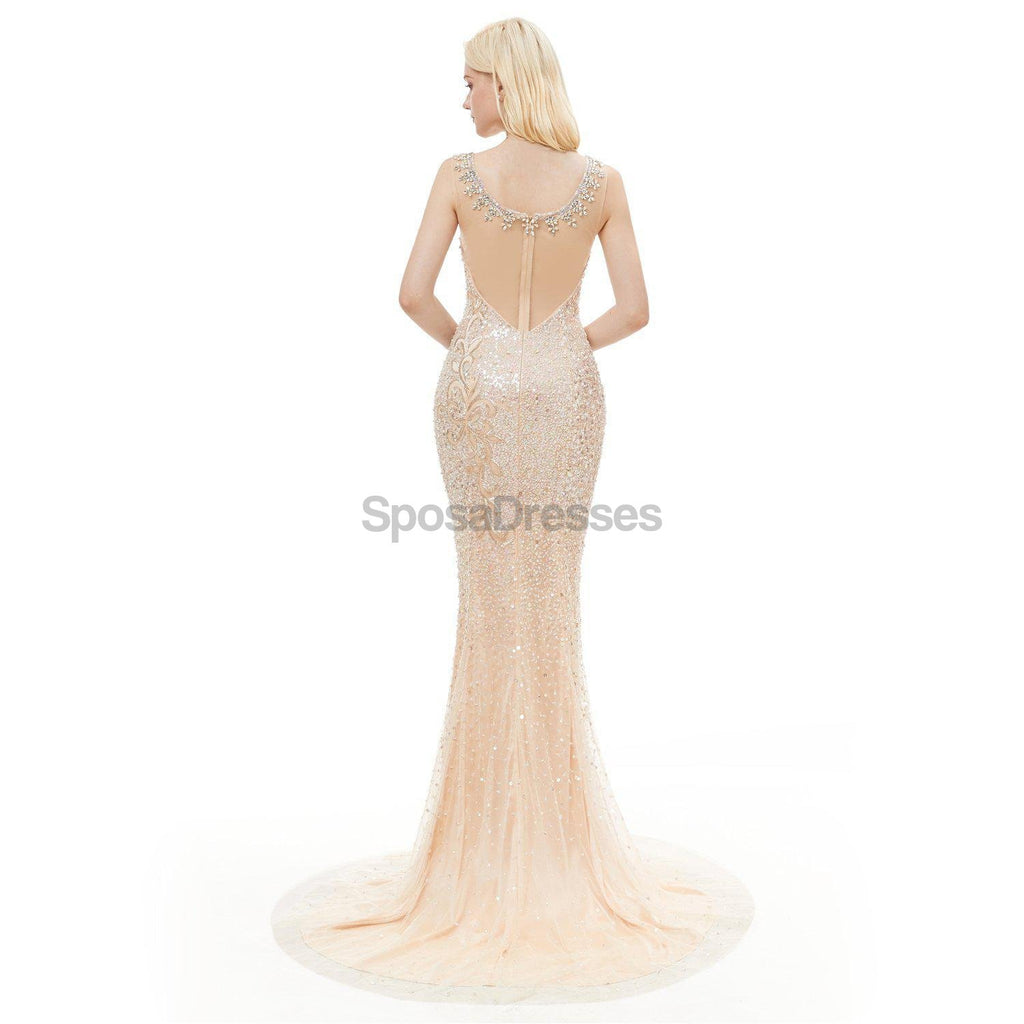 Scoop Heavily Beaded Mermaid Evening Prom Dresses, Evening Party Prom Dresses, 12076