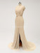 V Neck Side Slit Ruffle Chiffon Cheap Bridesmaid Dresses Online, WG586