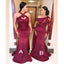 Mismatched Burgundy Mermaid Lace Applique Bridesmaid Dresses Gown Online,WG1136