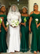 Green Cold Shoulder Mermaid Cheap Long Bridesmaid Dresses Online,WG1642