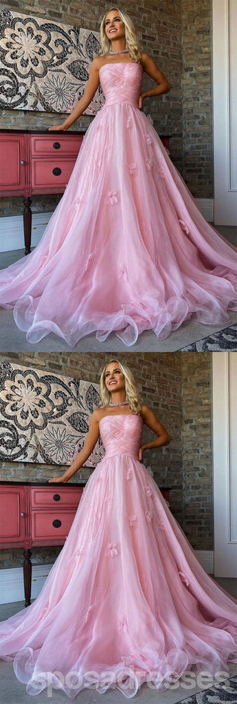Floral Pink A-line Sweetheart Long Prom Dresses Online, Evening Party Dresses,12662