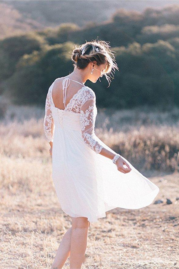 Cheap Long Sleeve Lace Short Beach Wedding Dresses, WD330 SposaDresses Cheap Long Sleeve Lace Short Beach Wedding Dresses, WD330 SposaDresses