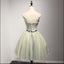 Strapless Yellow Green Lace Homecoming Prom Dresses, Affordable Short Party Prom Dresses, Perfect Homecoming Dresses, CM210