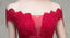 Off Shoulder Red Lace Beaded A-line Long Evening Prom Dresses, Evening Party Prom Dresses, 12328