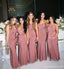 Dusty Rose Mermaid Spaghetti Straps Long Bridesmaid Dresses Online,WG1256