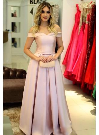 light pink off the shoulder long dress Pink Off The Shoulder Dress