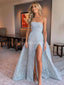 Blue Strapless Side Slit Sexy Blue Long Evening Prom Dresses, Evening Party Prom Dresses, 12245