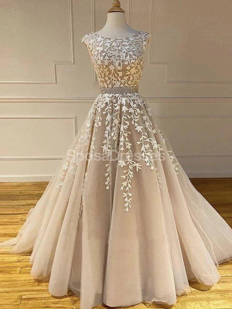 Lace Applique A-line Evening Prom Dresses, Evening Party Prom Dresses, 12274