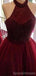 Halter Dark Red Tulle Short Cheap Homecoming Dresses Online, CM834