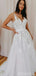 V Neck Lace A-line Cheap Wedding Dresses, Cheap Wedding Gown, WD703