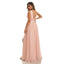 Simple Pink A-line High Slit Cheap Chiffon Long Bridesmaid Dresses,WG1606
