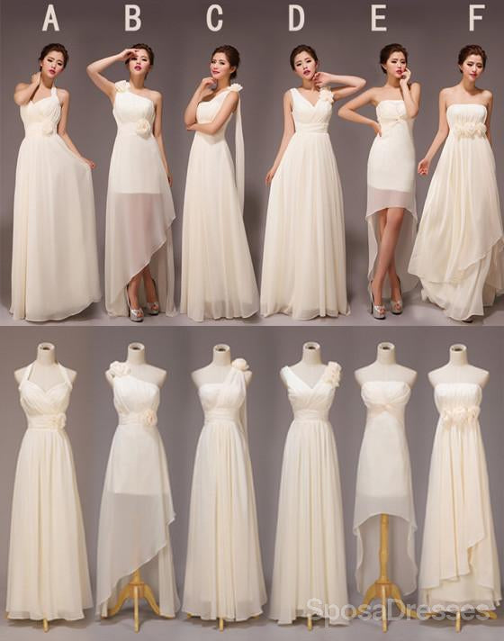 Mismatched Pretty Chiffon Long Different Styles A Line Bridesmaid Dresses, WG118