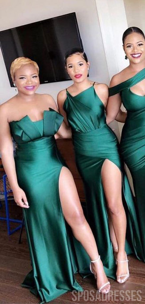 Mismatched Emerald Green Long Bridesmaid Dresses, Bridesmaids Dresses, WG733