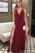 Sexy Side Slit Dark Red Chiffon Cheap Bridesmaid Dresses Online, WG767