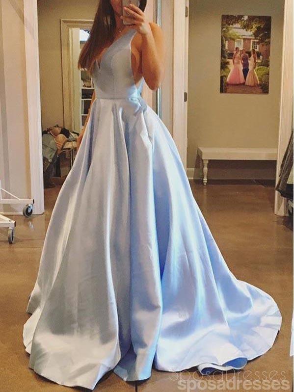 light blue satin prom dress Sleek V-Neck For With Beading And Lace-Up Perfect for your elegant evening Faviana 11402 Long Formal Lace