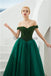 Emerald Green Off Shoulder A-line Long Evening Prom Dresses, Evening Party Prom Dresses, 12129