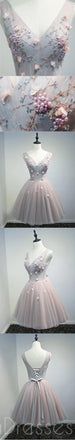 V Neckline Lace Short Homecoming Prom Dresses, Affordable Short Party Prom Sweet 16 Dresses, Perfect Homecoming Cocktail Dresses, CM376