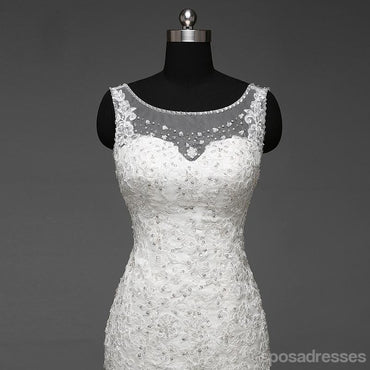 Sexy Backless Scoop Neckline Lace Mermaid Wedding Bridal Dresses, Custom Made Wedding Dresses, Affordable Wedding Bridal Gowns, WD252